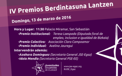 IVÂª Edición Premios Berdintasuna Lantzen